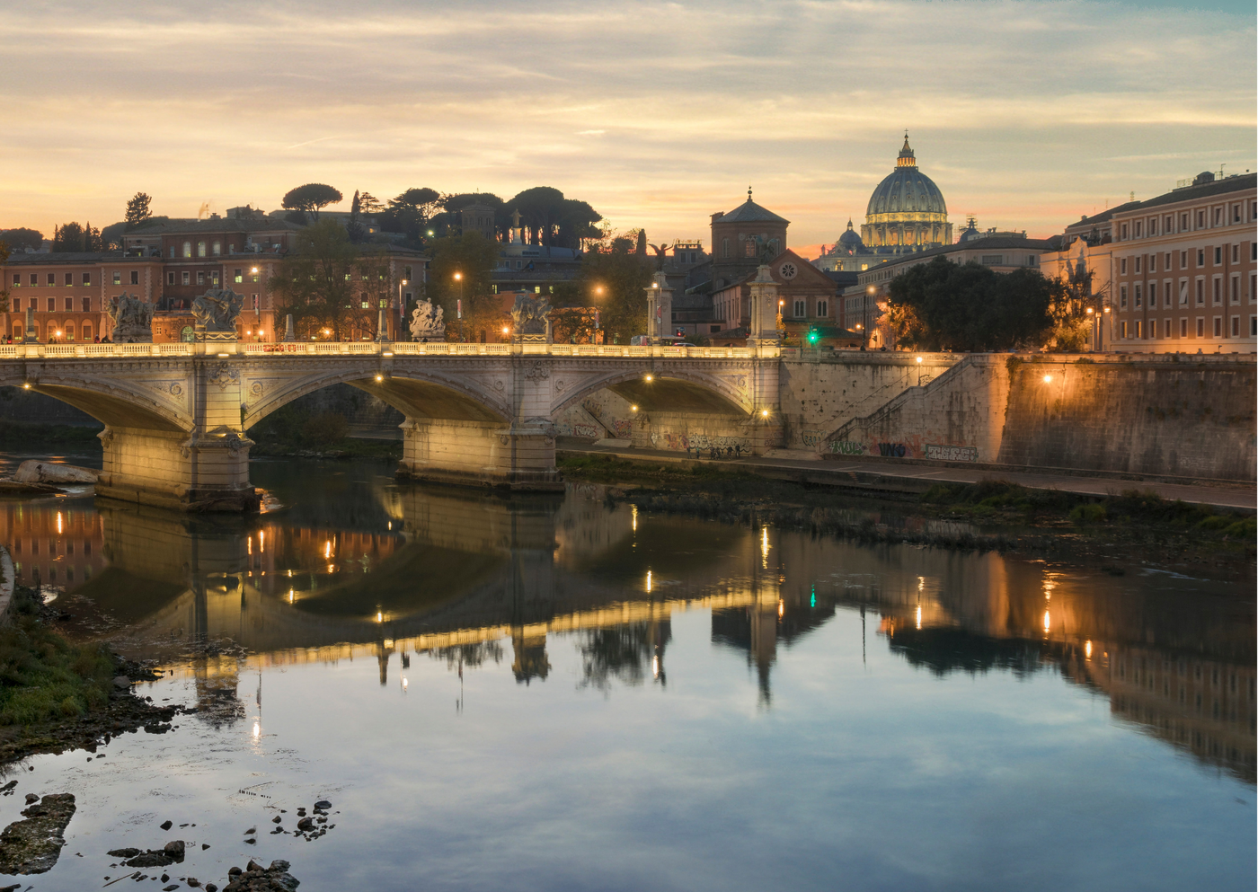 St. Peter's Basilica and River Tiber
